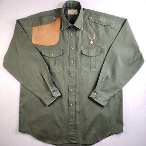 VTG Red Head L Large Shooting Shirt Mens Olive Button Up Buck Hunting Redhead LS